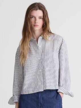 Madewell Straight-Hem Shirt in Linen Style NZ463 Size XL